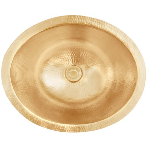 Linkasink Bathroom Sinks - Stainless Steel - C023 UB Small Oval - 17.5 x 14 x 7 with 1.5" Drain Hole - Satin Unlacquered Brass