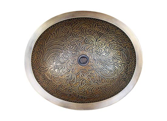 Linkasink Bathroom Sinks - Bronze - B016 Oval Botanical - 6 Finishes - Click Image to Close