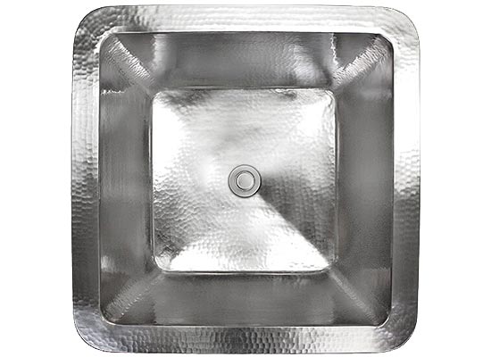 Linkasink Bathroom Sinks - Stainless Steel - C005-SS Small Square Sink - 16 x 16 x 8 with 1.5" Drain Hole - Satin Stainless Steel