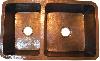 Linkasink C050 Double Bowl Offset Farmhouse Kitchen Copper Sink Linkasink C050 Double Bowl Offset Farmhouse Kitchen Copper Sink