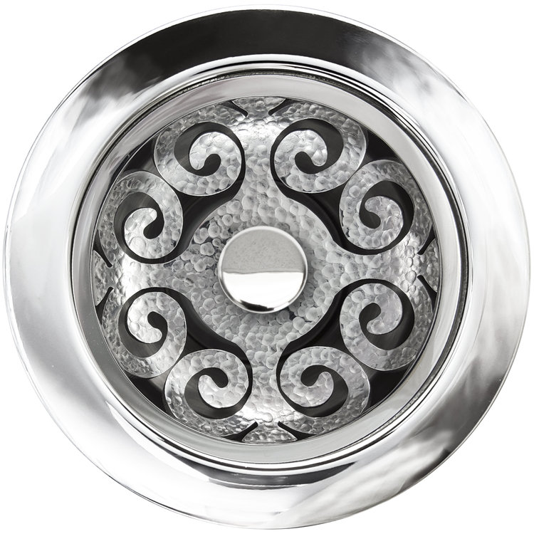 Linkasink Drain - Kitchen D072 PH Hawaiian Quilt Disposal flange kit 3.5" Polished Hammered Stainless Steel