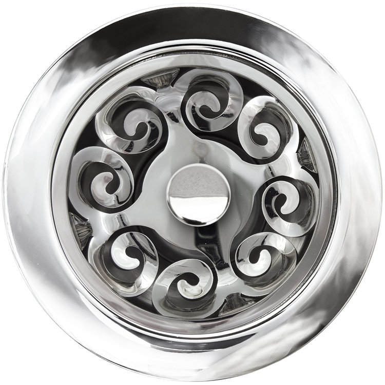 Linkasink Drain - Kitchen D072 PS Hawaiian Quilt Disposal flange kit 3.5"Polished Smooth Stainless Steel