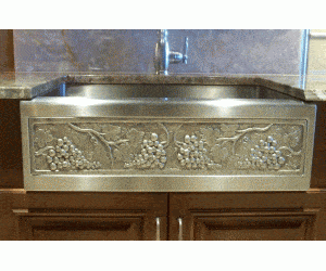 Elite Bath - Stainless Steel Chameleon SS34SBN 34" Single Bullnose Farmhouse Sink 34 x 22.5" - Includes Art Panel Elite Bath - Stainless Steel Chameleon SS34SBN 34" Single Bullnose Farmhouse Sink 34 x 22.5" - Includes Art Panel