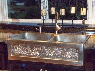 Elite Bath - Bronze Chameleon DBFS36 36" Double Farmhouse Kitchen Sink - Includes Art Panel Elite Bath - Bronze Chameleon DBFS36 36" Double Farmhouse Kitchen Sink - Includes Art Panel