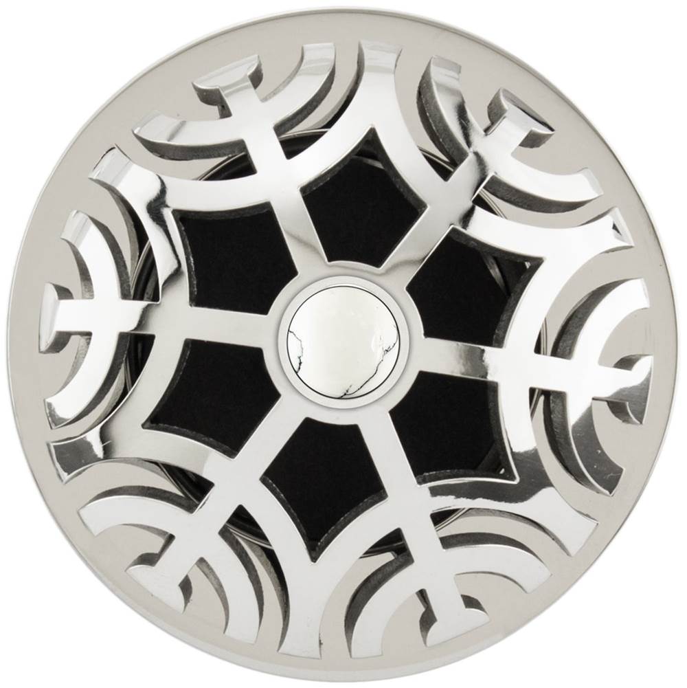 Linkasink - D011 PS-SCR03-N - 1.5" Grid Strainer - Polished Smooth Stainless Steel - Maze with White Stone Screw - No Overflow