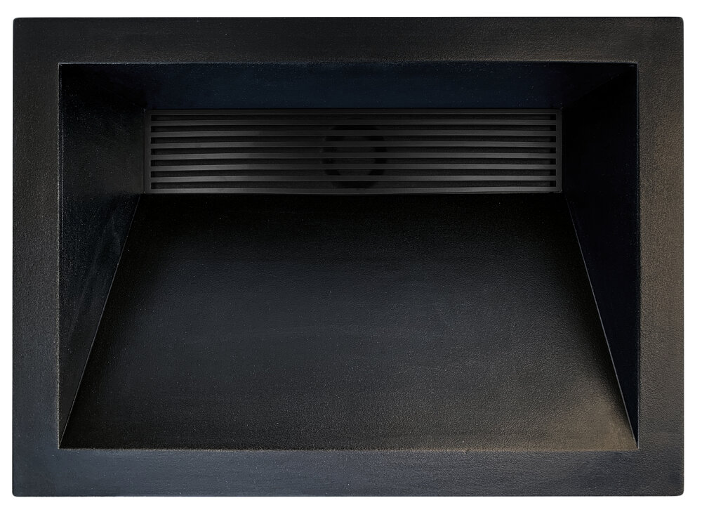 Linkasink Bathroom Sinks - Concrete - AC01DI BLK - HENRY - Concrete Rectangle Sloped Sink with Grate Recess (additional fee) - Black - Drop-in - 21" x 15" x 5.75” - Interior 18" x 12”