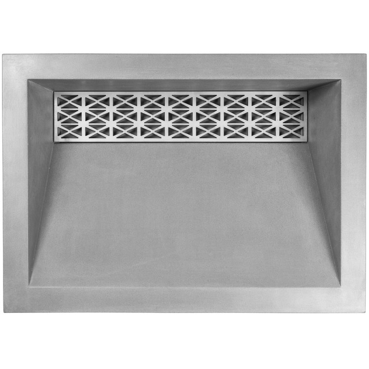 Linkasink Bathroom Sinks - Concrete - AC01UM G - HENRY - Concrete Rectangle Sloped Sink with Grate Recess (additional fee) - Gray - Undermount - 21" x 15" x 5.75” - Interior 18" x 12”