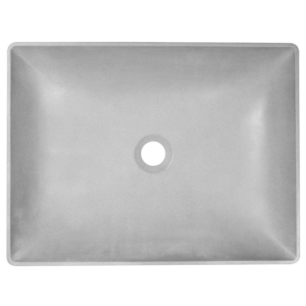 Linkasink Bathroom Sinks - Concrete - AC02 G - LILY - Concrete Rectangle Semi-Recessed Vessel Sink - Gray - Vessel Sink - 19.625" x 15" x 4” - Interior 19.125” x 14.5”