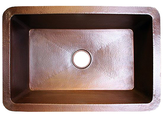 Linkasink Kitchen Sinks - Copper Sink - C010 Kitchen Single Bowl - 3.5" Drain - 4 Finishes