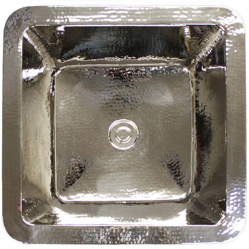 Linkasink Copper (Nickel Plate) - C007 PS Large Square - 20 x 20 x 10 with 1.5" Drain Hole - Polished Stainless Steel