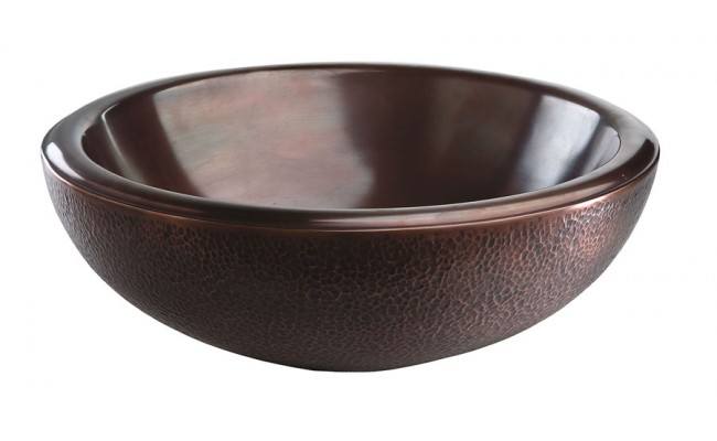 Thompson Traders Sinks - Bathroom Sinks- Guadalupe Antique Copper - NS25029-A - Antique Copper Smooth Interior/ Hammered Exterior Finish
