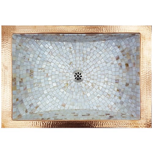 Linkasink Bathroom Sinks - Mosaic - V016 Rectangular Crescent Mosaic - 1.5" Drain Opening