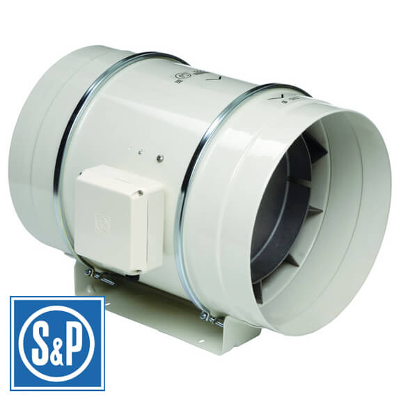S&P Soler & Palau Ventilation Fans : TD-200 8" Duct Inline Mixed Flow Duct Ventilation Fan - H 538 cfm L 419 cfm