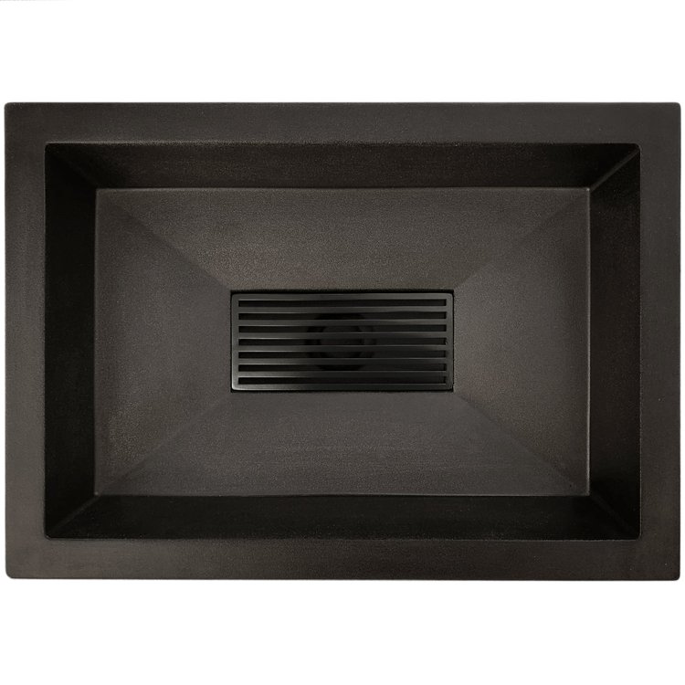 Linkasink Bathroom Sinks - Sink Grates - GM007 BCS - Square Bars Decorative Metal Grate for Concrete AC05 - Satin Black - 7.5" x 3.5" x .25"