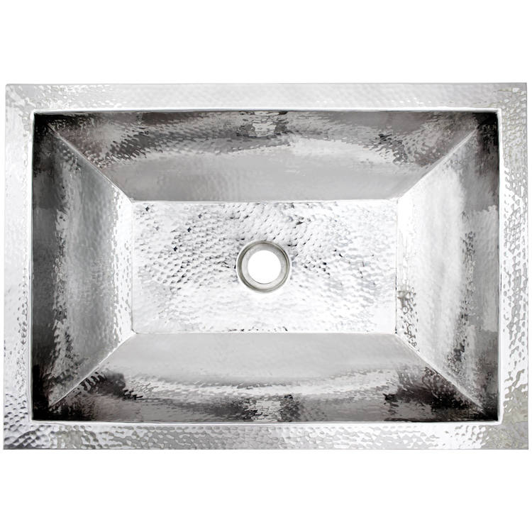 Linkasink Bathroom Sinks – Builders Series – Stainless Steel – BLD107-3.5-PS – Coco Hammered – 20.25” x 14.25” with 3.5” Drain Hole – Polished Stainless Steel Finish