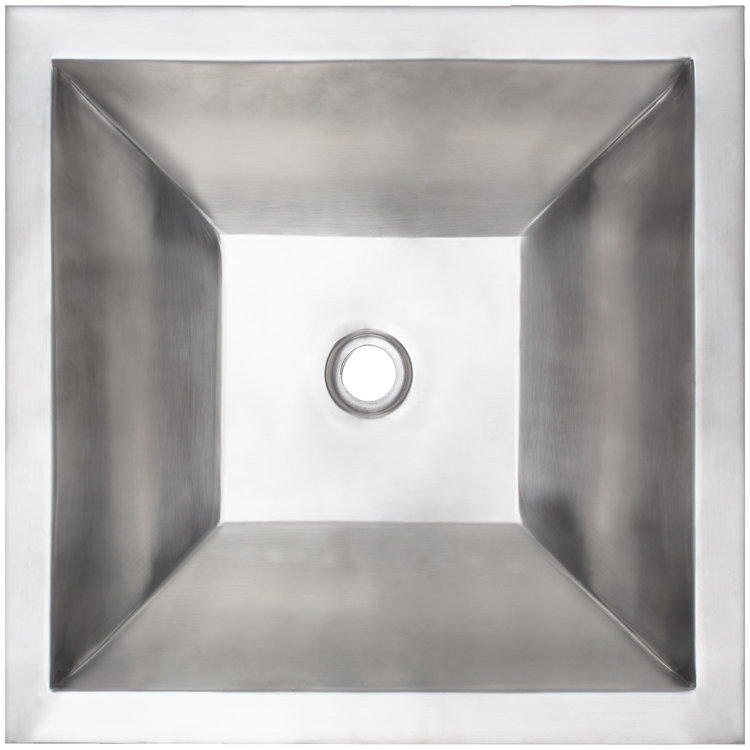 Linkasink Bathroom Sinks – Builders Series – Stainless Steel – BLD112-2-SS – Coco Square Smooth – 16” x 16” x 6.5” with 2” Drain Hole – Satin Stainless Steel Finish