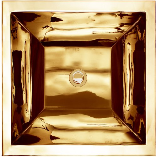 Linkasink Bathroom Sinks – Builders Series – Brass – BLD114-PB – Coco Square Smooth – 16” x 16” x 6.5” with 1.5” Drain Hole – Polished Unlaquered Brass Finish