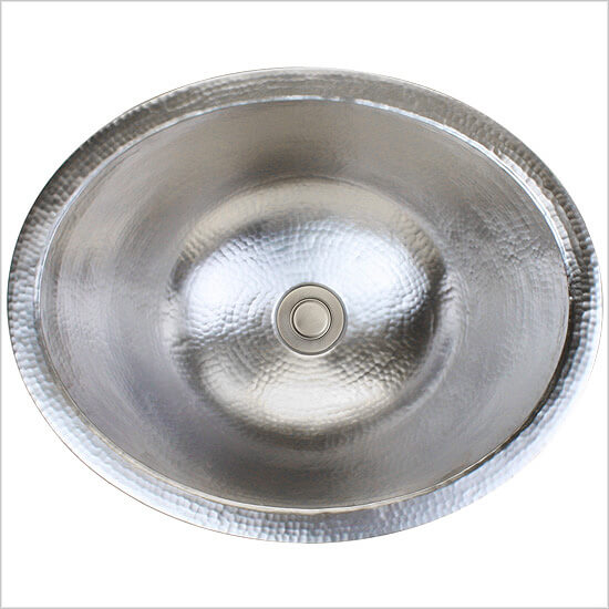 Linkasink Bathroom Sinks - Stainless Steel - C023 SS Small Oval - 17.5 x 14 x 7 with 1.5" Drain Hole - Satin Stainless Steel