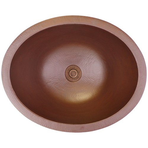Linkasink Bathroom Sinks - Copper - C023-WC Small Oval Copper Bath Sink - 17.5 x 14 x 7 - Weathered Copper