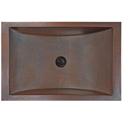 Linkasink Bathroom Sinks - Copper - C052 DB Rectangle Bowl Copper Bath Sink - 18 x 12 x 6 with 1.5" Drain Opening - Dark Bronze