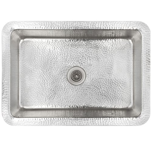 Linkasink Bathroom Sinks - Copper (Nickel Plate) - C054 SN Rectangle Copper Sink - 18 x 14 x 6 with 2" Drain Hole - Satin Nickel