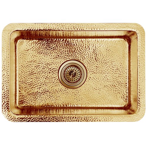 Linkasink Bathroom Sinks - Unlacquered Brass - C054 PB Rectangle Satinless Steel Sink - 18 x 14 x 6 with 3.5" Drain Hole - Polished Unlacquered Brass