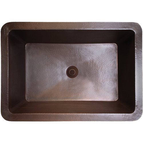 Linkasink Bathroom Sinks - Copper - C054 DB Rectangle Copper Sink - 18 x 14 x 6 with 1.5" Drain Hole - Dark Bronze