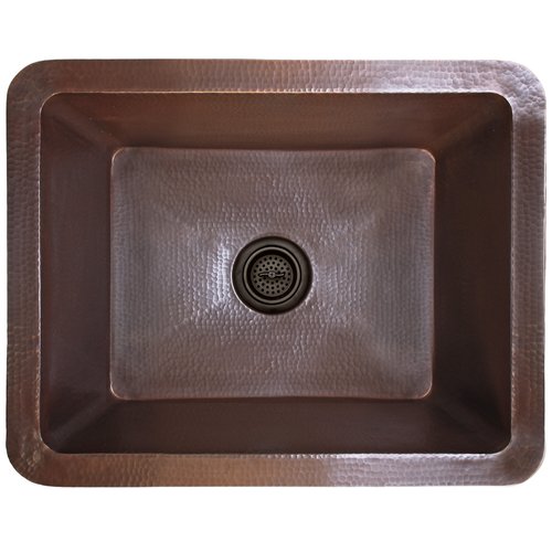 Linkasink Kitchen Sinks - Copper - C061 DB Single Bowl Sink - 25 x 20 x 10 with 3.5" Drain Hole - Dark Bronze