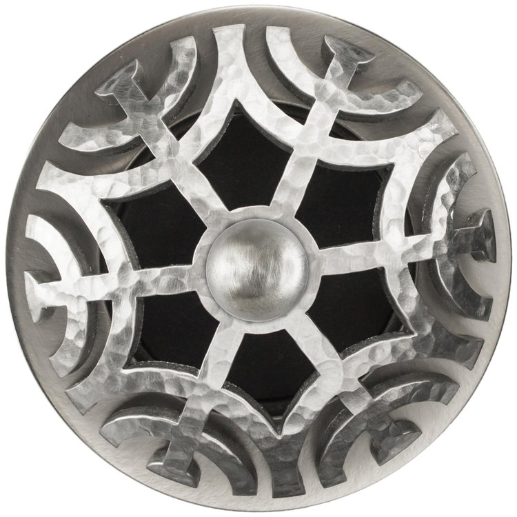 Linkasink - D011 SH-SCR01-O - 1.5" Grid Strainer - Satin Hammered Stainless Steel - Maze with Sphere Screw - Overflow