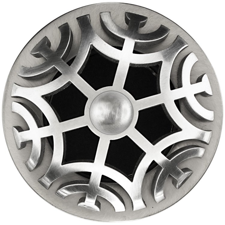 Linkasink - D011 SS-SCR01-O - 1.5" Grid Strainer - Satin Smooth Stainless Steel - Maze with Sphere Screw - Overflow