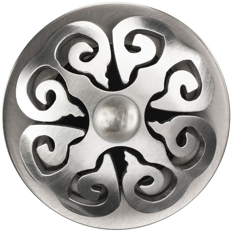 Linkasink - D012 SS-SCR01-N - 1.5" Grid Strainer - Satin Smooth Stainless Steel - Hawaiian Quilt with Sphere Screw - No Overflow