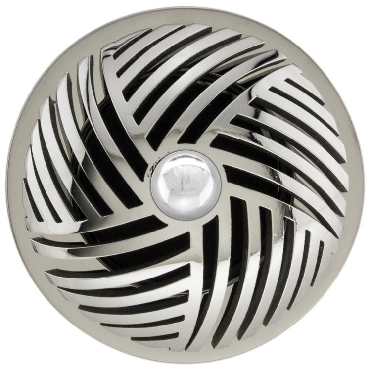 Linkasink - D013 PS-SCR01-O - 1.5" Grid Strainer - Polished Smooth Stainless Steel - Herringbone with Sphere Screw - Overflow