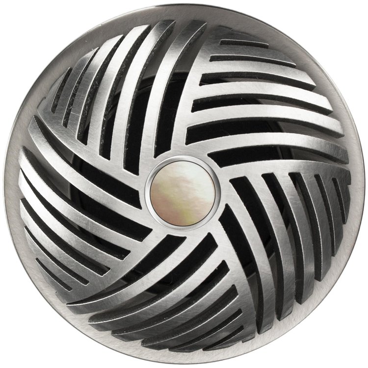Linkasink - D013 SS-SCR02-O - 1.5" Grid Strainer - Satin Smooth Stainless Steel - Herringbone with Mother of Pearl Screw - Overflow