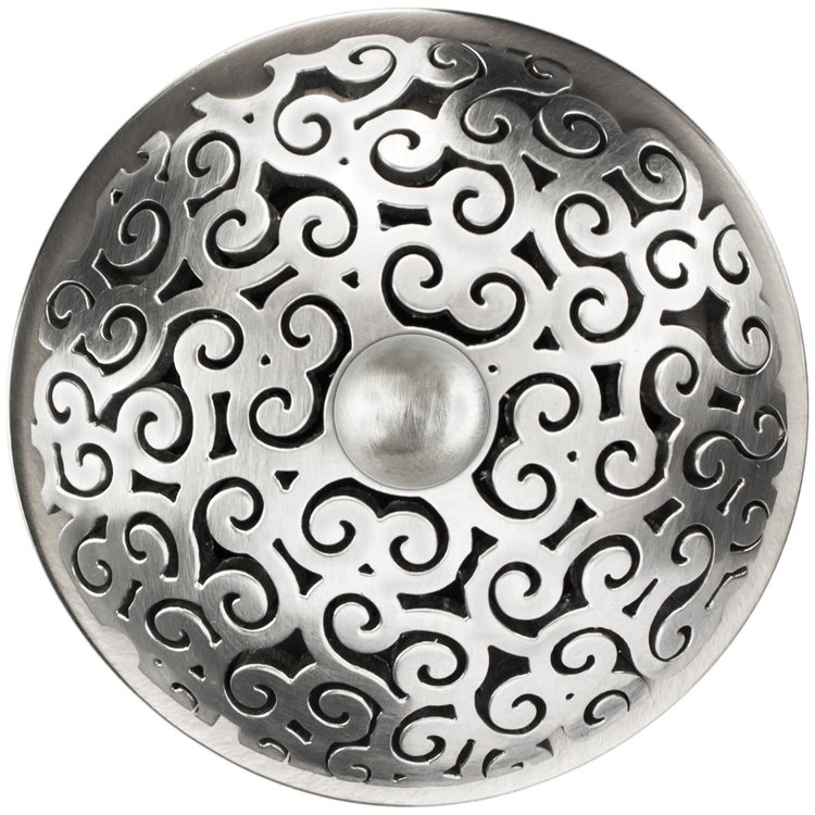 Linkasink - D016 SS-SCR01-N - 1.5" Grid Strainer - Satin Smooth Stainless Steel - Swirl with Sphere Screw - No Overflow