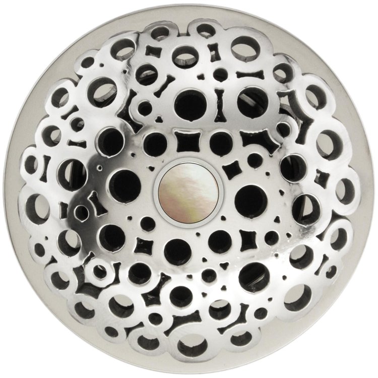 Linkasink - D017 PS-SCR03-N - 1.5" Grid Strainer - Polished Smooth Stainless Steel - Loop with White Stone Screw - No Overflow