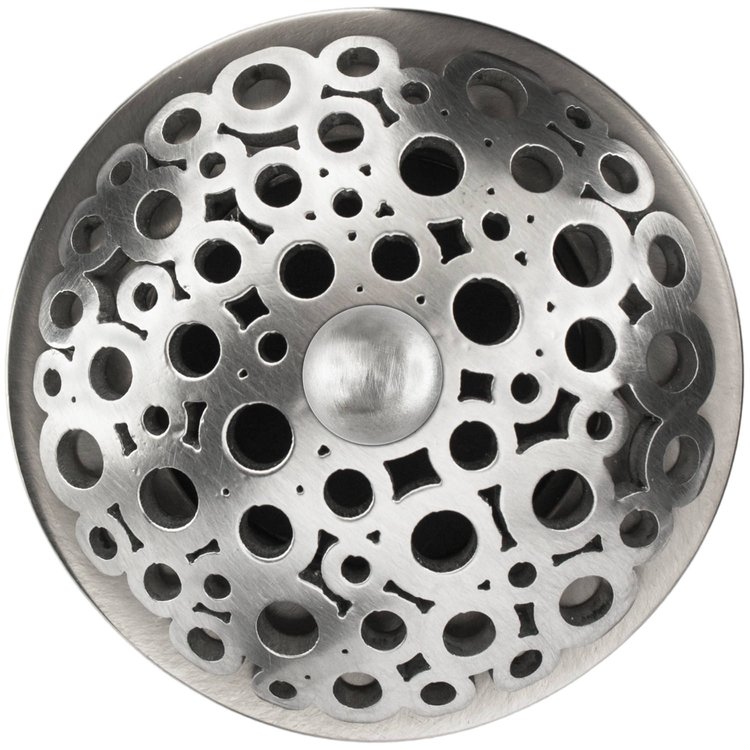 Linkasink - D017 SS-SCR01-O - 1.5" Grid Strainer - Satin Smooth Stainless Steel - Loop with Sphere Screw - Overflow