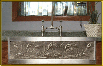 Elite Bath Kitchen Sinks Farmhouse - Stainless Steel Chameleon SS18BN 18" Single Bullnose Sink 18 x 20.55" - Includes Art Panel