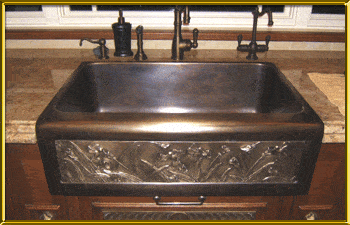 Elite Bath Kitchen Sinks Farmhouse - Bronze Chameleon FS32 32" Farmhouse Kitchen Sink - Includes Art Panel - Click Image to Close