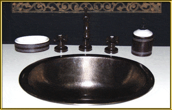 Elite Bath Bathroom Sinks Bronze - Oval 19" KOS19 Bronze Self Rimming Drop-in Bathroom Sink - 9 Finishes - Click Image to Close