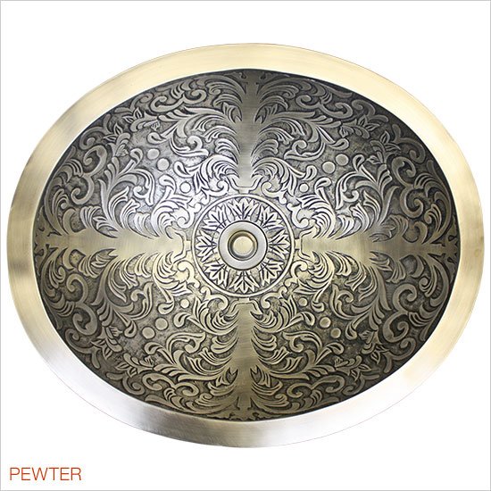 Linkasink Bathroom Sinks - Bronze - B018-P Brocade Oval Bowl - Polished White Bronze