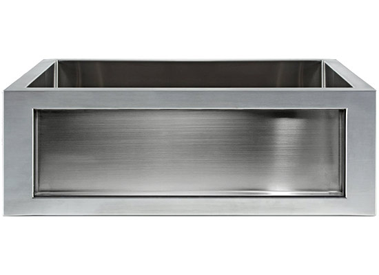 Linkasink Kitchen Farmhouse Sinks - Linkasink C071-30-SS Stainless Steel Inset Apron Front Sink - Smooth Finish - Inset Panel Sold Separately - Click Image to Close