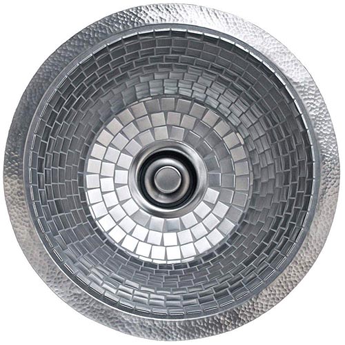 Linkasink V042 Steel Mosaic Tile - Nickel Plated Copper Prep Sink - 1.5 to 3.5" drain - Click Image to Close