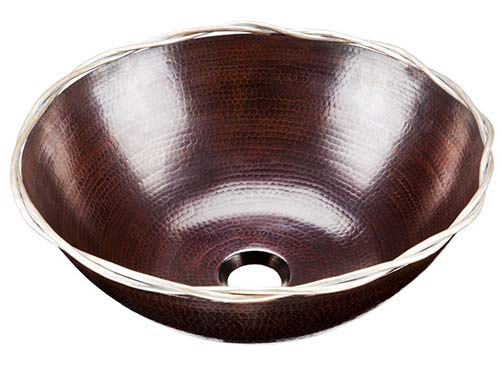 Thompson Traders Sinks - Bathroom Sinks - Leon Aged Copper Silver Twist - BRV-15625BC - Aged Copper Hammered Finish