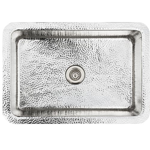 Linkasink Bathroom Sinks - Copper (Nickel Plate) - C054 PN Rectangle Copper Sink - 18 x 14 x 6 with 2" Drain Hole - Polished Nickel