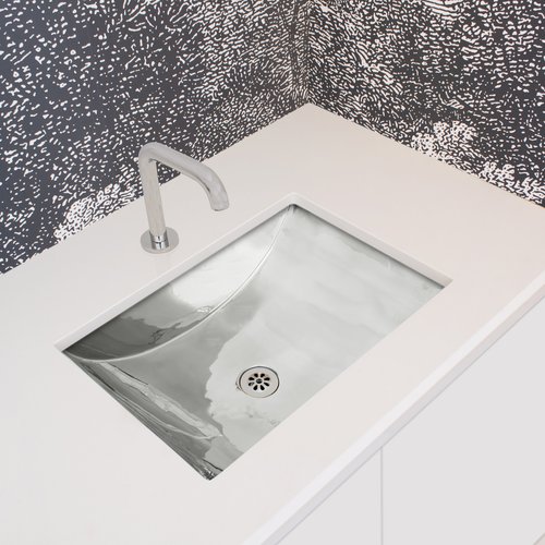 Linkasink Bathroom Sinks - Smooth Metals - CS052 Smooth Rectangular Crescent with 1.5" Drain Opening - 6 Finishes Linkasink Bathroom Sinks - Smooth Metals - CS052 Smooth Rectangular Crescent with 1.5" Drain Opening - 6 Finishes