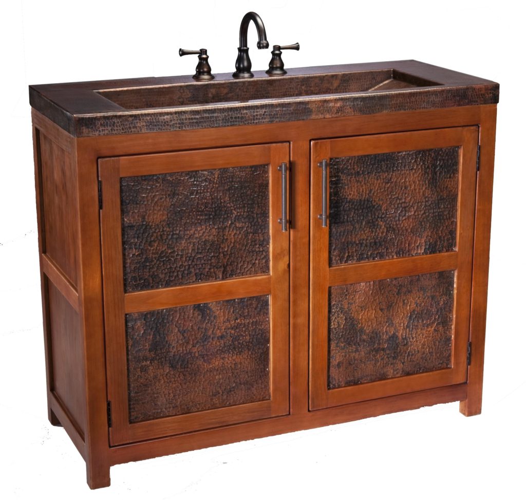 Thompson Traders Vanities - Lerma Grande - VTL - Wood Vanity with Handcrafted Intergrated Sink in Aged Copper Thompson Traders Vanities - Lerma Grande - VTL - Wood Vanity with Handcrafted Intergrated Sink in Aged Copper